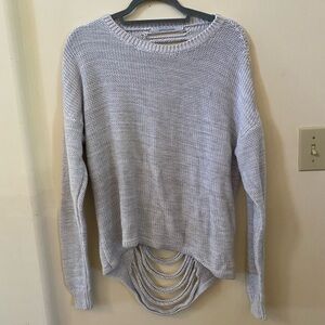 STITCHES AND STRIPES GRAY CHUNKY KNIT OPEN BACK SWEATER SIZE LARGE